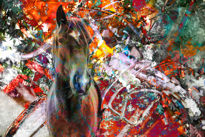 Digital Arts titled "'Cheval ancien séri…" by Drawing Brienz, Original Artwork, Digital Painting