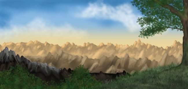 Digital Arts titled "Mountain Range" by Drawingfreak1990, Original Artwork