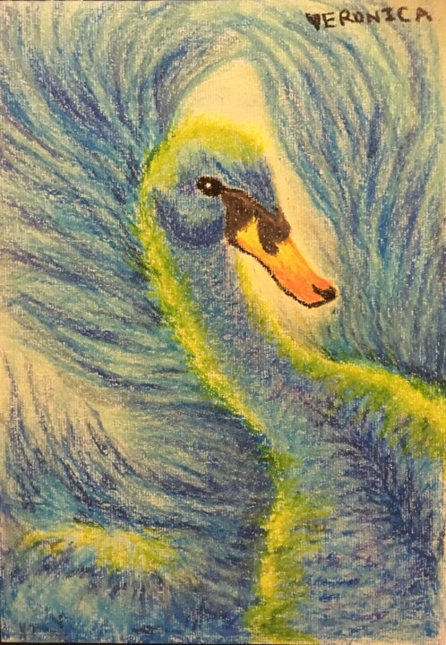 Painting titled "Swan from the sea" by Veronica, Original Art, Oil