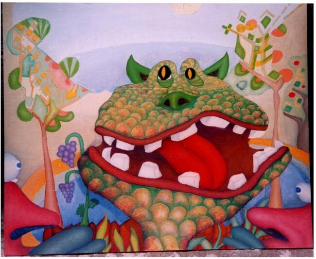 Pittura intitolato "il drago buono" da Dreand, Opera d'arte originale