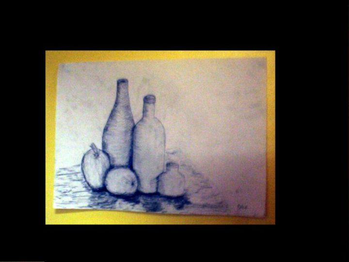 Disegno intitolato "Bottles" da Drikus Zwart, Opera d'arte originale