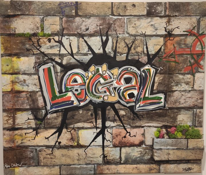 Painting titled "LEGAL Street Art" by Drinho Street Artiste, Original Artwork, Collages
