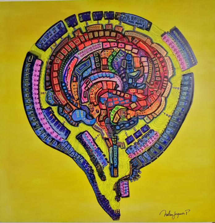 Painting titled "Bulbo" by Nelson Jorquera Peralta, Original Art, Acrylic