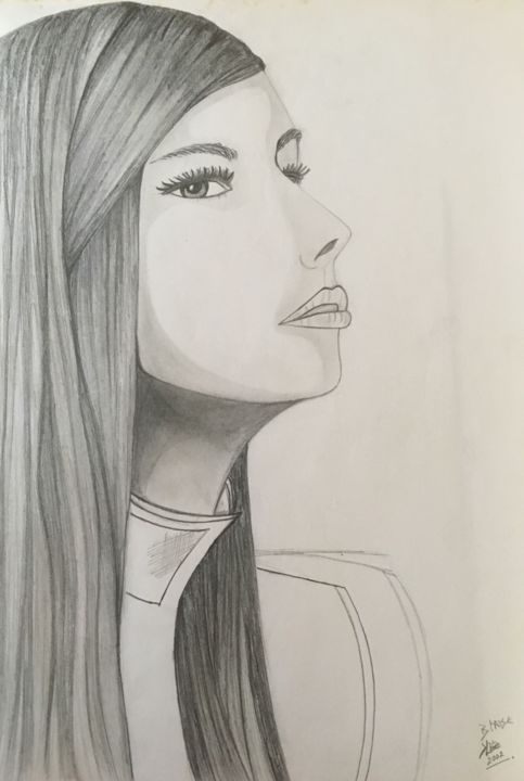 Drawing titled "Lost in thought" by Kavita Puddoo Ramyead (Aka Blaise), Original Artwork, Pencil