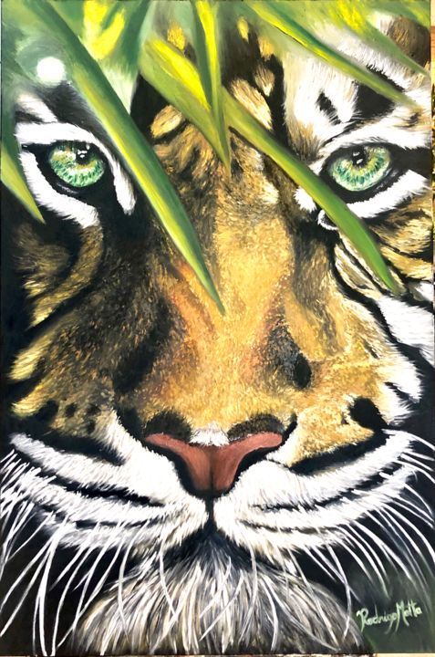 Pintura intitulada "O TIGRE" por Rodrigo Motta, Obras de arte originais, Óleo