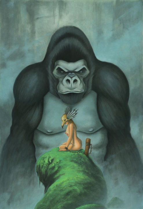 Painting titled "kong.jpg" by Stacy Drum, Original Art, Oil