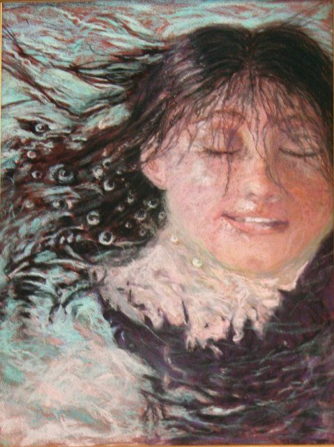 Schilderij getiteld "swimmers delight" door Diane Stone, Origineel Kunstwerk, Olie