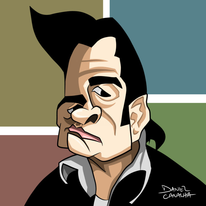 Digital Arts titled "Johnny Cash" by Daniel Canalha, Original Artwork, Digital Painting