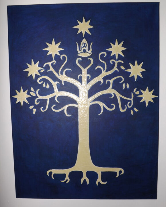 Painting titled "Tree of Gondor - Ar…" by Dubbelj, Original Artwork, Acrylic