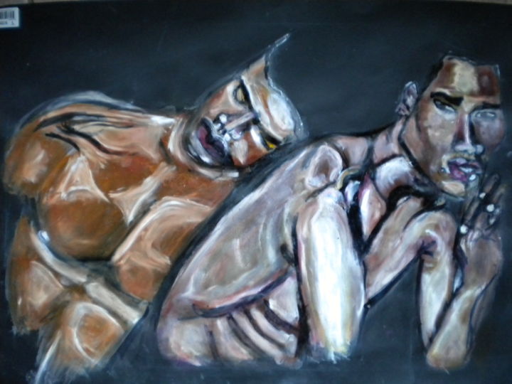 Ζωγραφική με τίτλο "on s'aime" από Herve Yann Dubois, Αυθεντικά έργα τέχνης, Ακουαρέλα