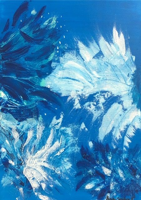 Peinture intitulée "Nuances de bleu" par Vanessa Louis-Mondesir, Œuvre d'art originale, Acrylique Monté sur Panneau de bois