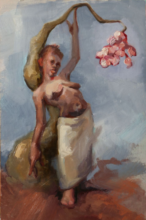 Peinture intitulée "Last Woman Standing…" par Patricia Dubois, Œuvre d'art originale, Huile Monté sur Panneau de bois