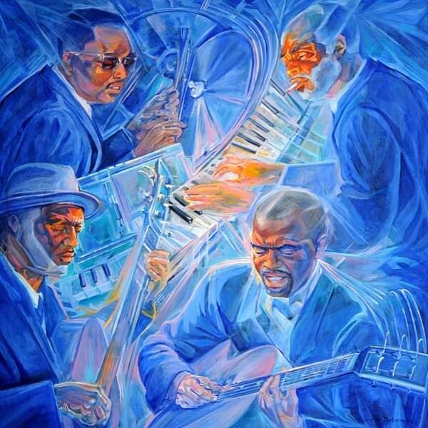 Peinture intitulée "Blues" par Valentyna Dubrovska, Œuvre d'art originale, Huile