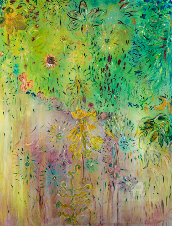 Peinture intitulée "pollen1" par Duc Evelyna, Œuvre d'art originale, Acrylique Monté sur Châssis en bois