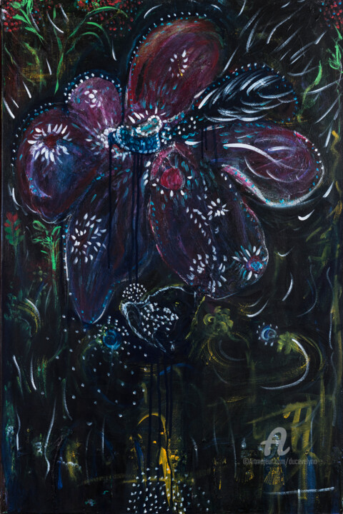 「pollen 4」というタイトルの絵画 Duc Evelynaによって, オリジナルのアートワーク, アクリル ウッドストレッチャーフレームにマウント