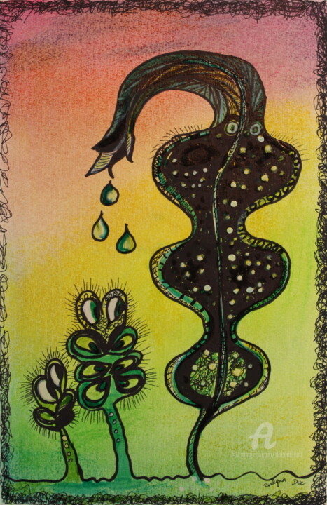 Drawing titled "Tant qu'il y a de l…" by Duc Evelyna, Original Artwork, Marker