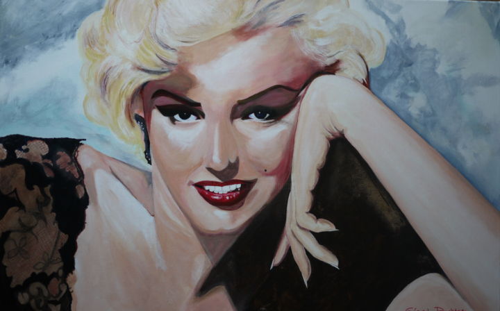 Painting titled "Marilyn #3" by Gérard Duchêne, Original Artwork, Acrylic Mounted on Wood Stretcher frame