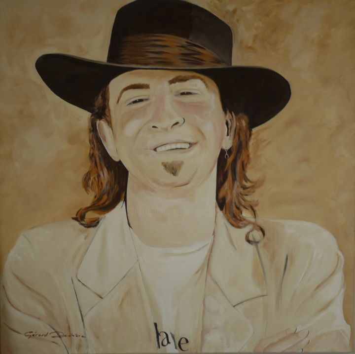 Painting titled "stevie-ray-vaughan.…" by Gérard Duchêne, Original Artwork, Acrylic Mounted on Wood Stretcher frame