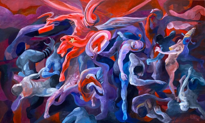Peinture intitulée "Communist Angel" par Loi Duc (DucloiArt), Œuvre d'art originale, Huile