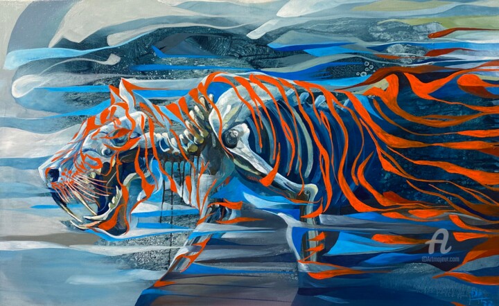 Schilderij getiteld "Tiger year 2022" door Loi Duc (DucloiArt), Origineel Kunstwerk, Olie