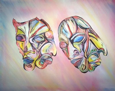 "Four Masks" başlıklı Tablo Dubravka Poznic tarafından, Orijinal sanat