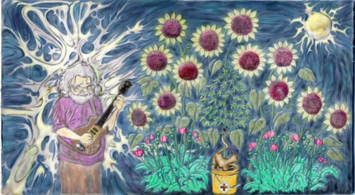 Drawing titled "jerry's flowers" by Ryan Declerck, Original Artwork