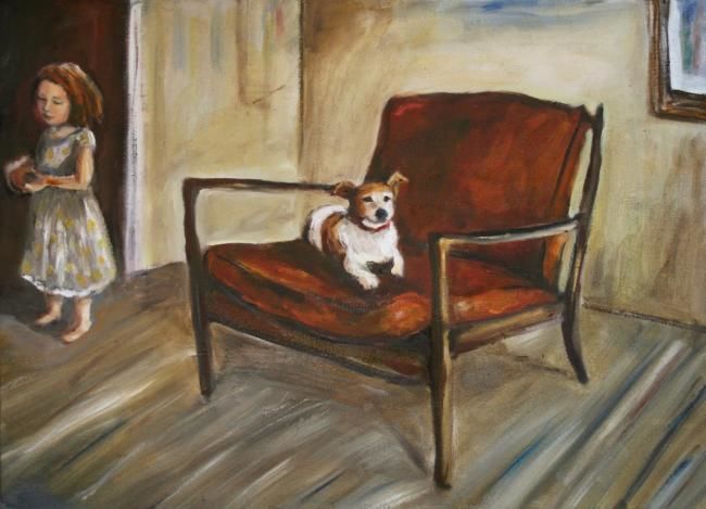 Schilderij getiteld "Dog's Domain" door Dudley, Origineel Kunstwerk