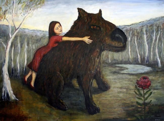 "Hugging the Beast" başlıklı Tablo Dudley tarafından, Orijinal sanat