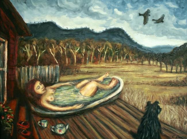 Peinture intitulée "Bath Bliss" par Dudley, Œuvre d'art originale