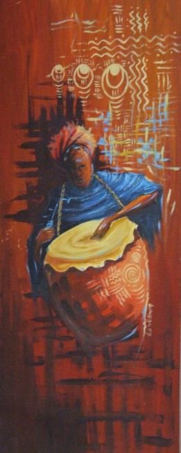 Painting titled "the Big Drum" by Duduhandsome, Original Artwork, Oil