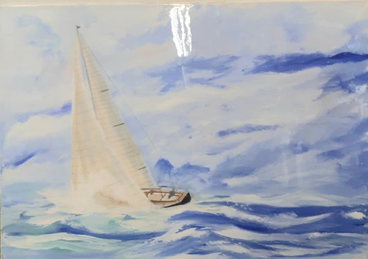 Peinture intitulée "Voilier Optimist" par Gilles Dufaux, Œuvre d'art originale, Acrylique