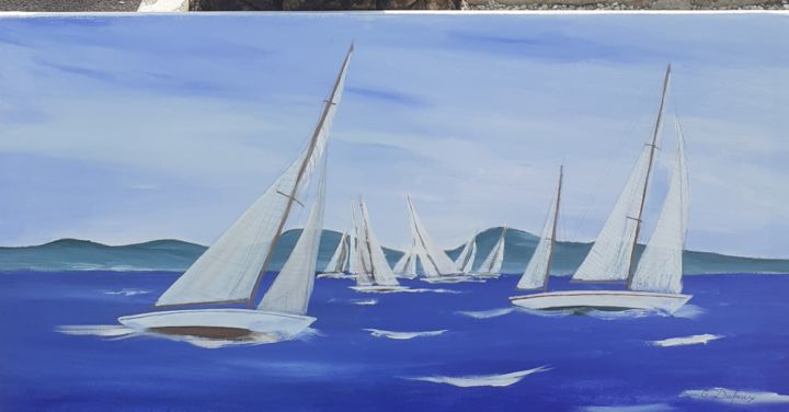 Peinture intitulée "En regate" par Gilles Dufaux, Œuvre d'art originale, Acrylique