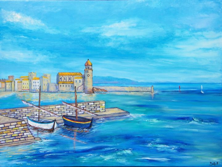 Peinture intitulée "Port de Collioure" par Jeremy Duforest, Œuvre d'art originale, Huile