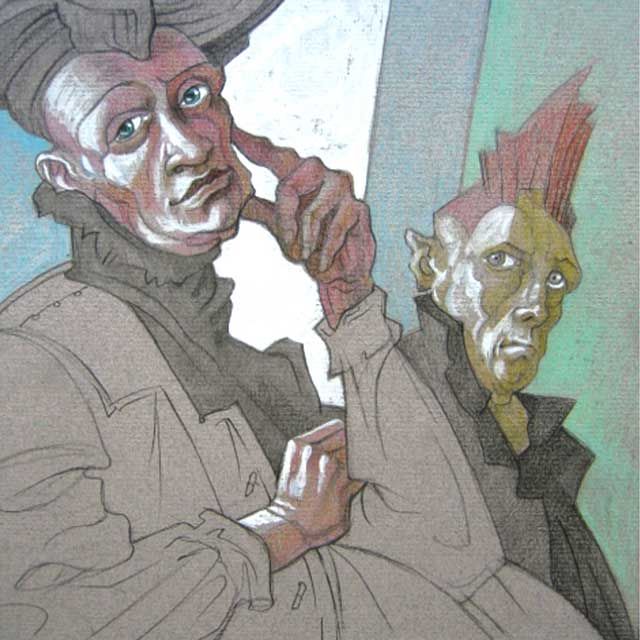 Painting titled "Deux amis" by Daniel Duhamel Arrapel, Original Artwork, Other