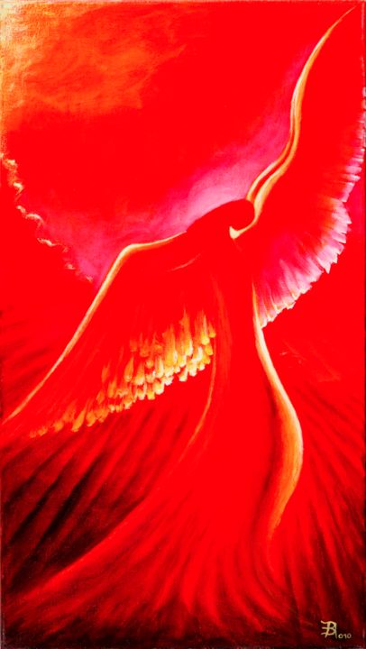 Painting titled "Love angel" by Alois Baumgartner, Original Art, Acrylic