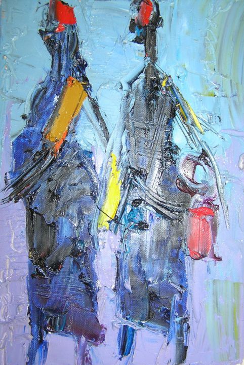 Painting titled "Friends" by Duke Asidere, Original Artwork