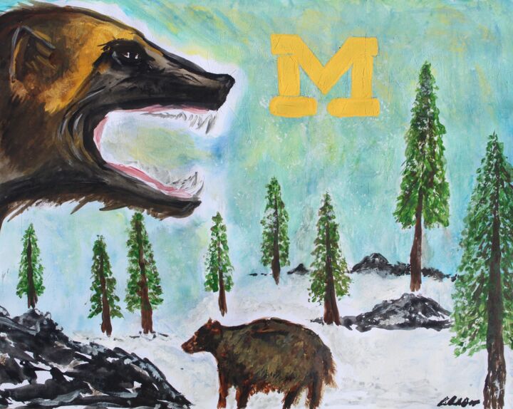 Painting titled "WOLVERINES AND THE…" by Le' Andre' Jamol Dukes Le' Andre' Scott, Original Artwork, Watercolor