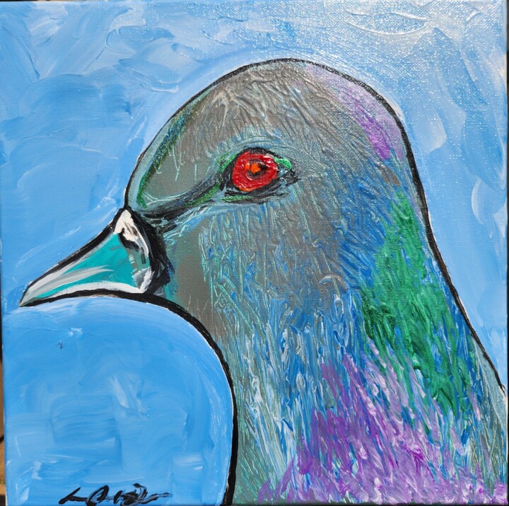 Pintura titulada "BUDDY THE PIGEION" por Le' Andre' Jamol Dukes Le' Andre' Scott, Obra de arte original, Acrílico