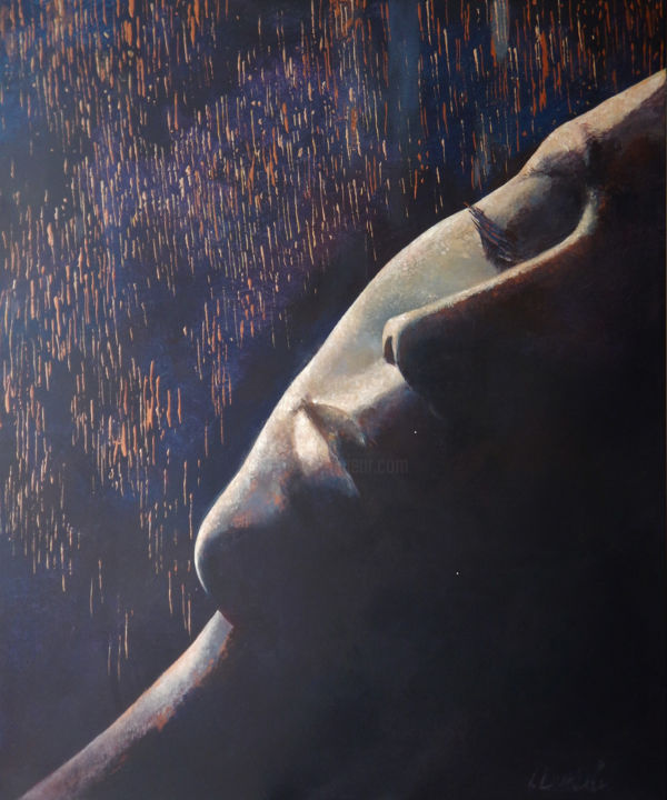 Painting titled "Night Dream" by Irena Dukule, Original Artwork, Acrylic