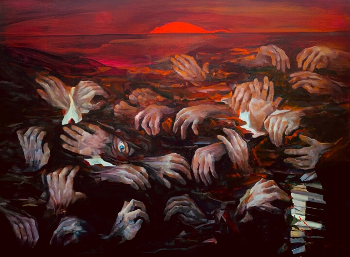 Painting titled "War. ( Bucha)" by Irena Dukule, Original Artwork, Oil