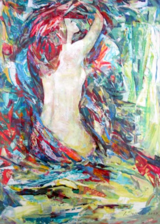 Malerei mit dem Titel "Nude" von Irena Dukule, Original-Kunstwerk, Öl