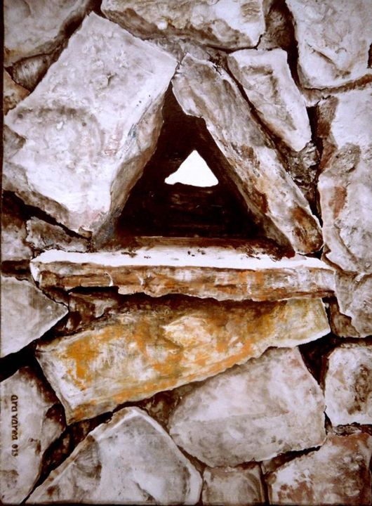 Pintura titulada "muro-de-piedra-i.jpg" por Ara Varea, Obra de arte original