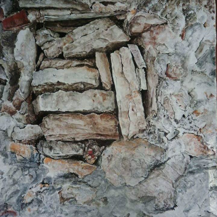 Pintura titulada "muro-de-piedra-ii.j…" por Ara Varea, Obra de arte original,