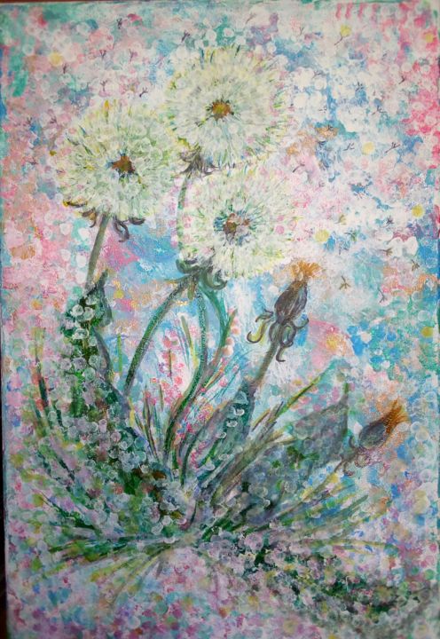 Картина под названием "Весна" - Хельга, Подлинное произведение искусства, Гуашь Установлен на Деревянная рама для носилок