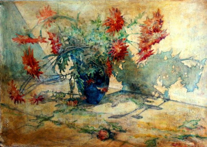 Painting titled "Flowers" by Dimitar Dimitrov, Original Artwork, Watercolor