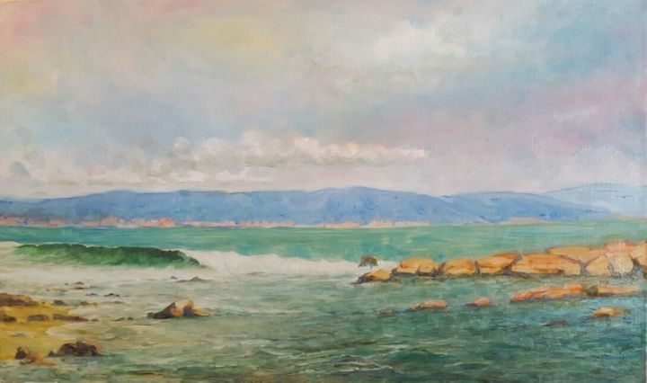 Painting titled "Black Sea" by Dimitar Dimitrov, Original Artwork, Oil