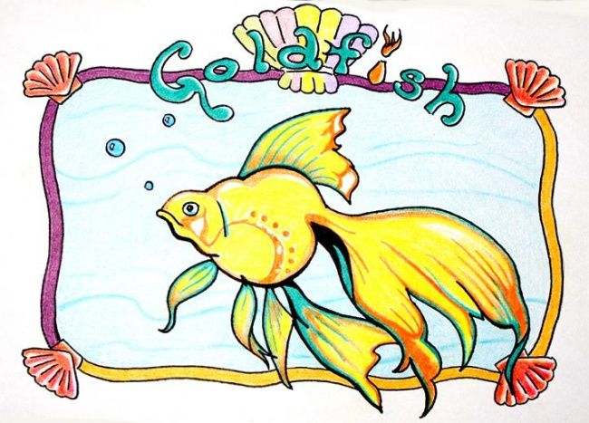 图画 标题为“Goldfish Delight” 由John Hudson Hawke, 原创艺术品