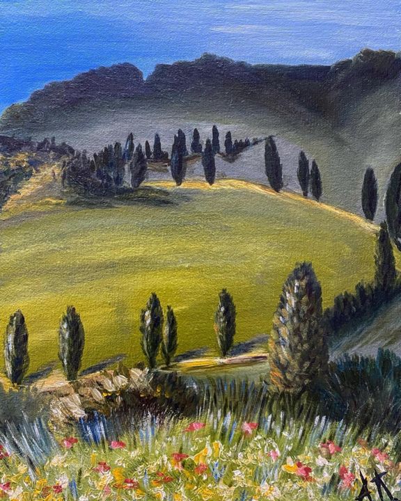 Painting titled "Tuscany" by Anna Parshina, Original Artwork, Oil