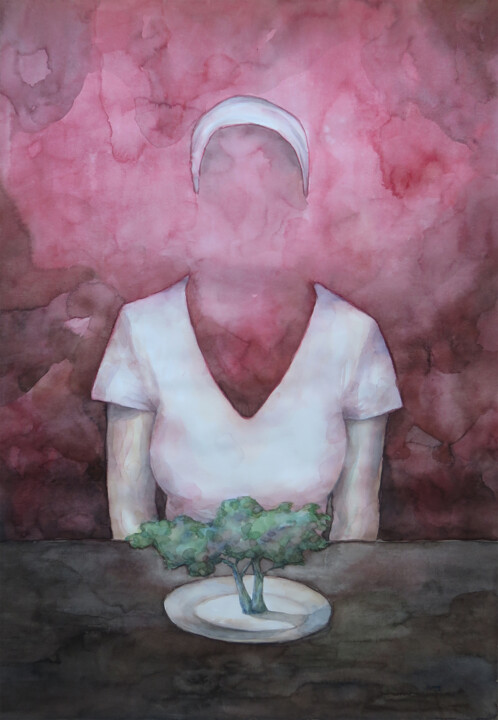 Schilderij getiteld "Hunger" door Dunja Jung, Origineel Kunstwerk, Aquarel