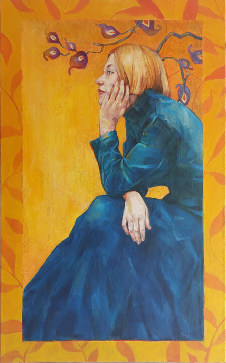 Malarstwo zatytułowany „In Orange garden” autorstwa Dunja Jung, Oryginalna praca, Olej